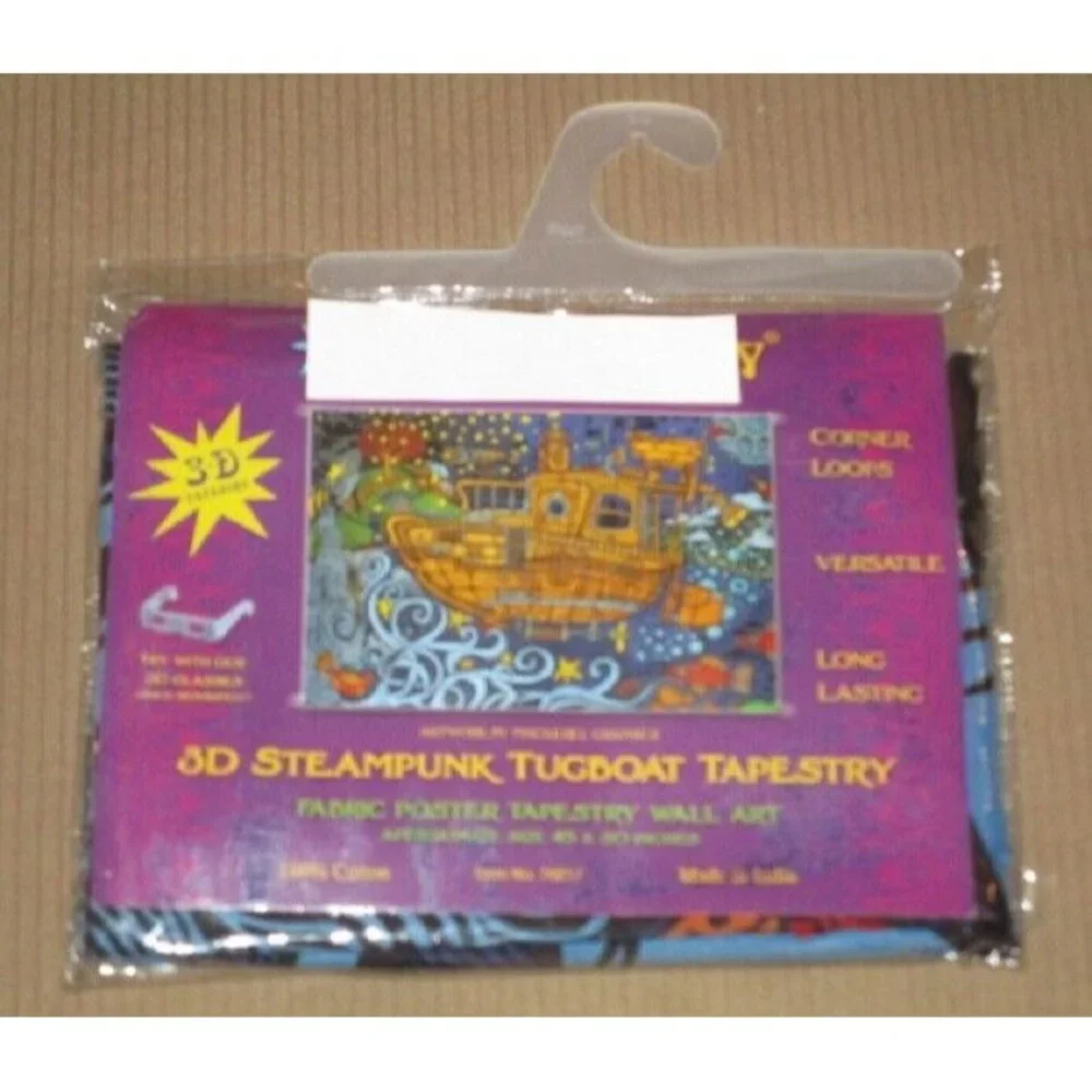 New 45x30 Steampunk Tugboat Tapestry Psychedelic Wall Hanging Decor Ocean Floor
